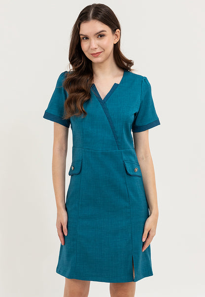 Krizia Classic Mock Wrap Dress with Flaps Pocket on the Side