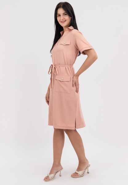 Krizia Collared Front Flaps Tie Waist Dress