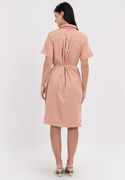 Krizia Collared Front Flaps Tie Waist Dress