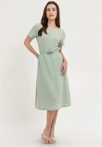 Krizia Square Neck Shift Dress with Belt