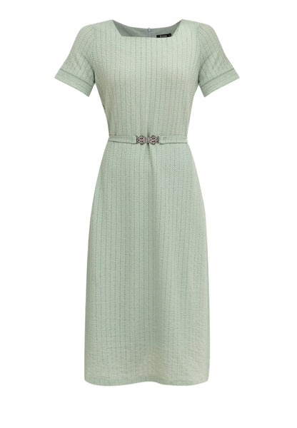 Krizia Square Neck Shift Dress with Belt