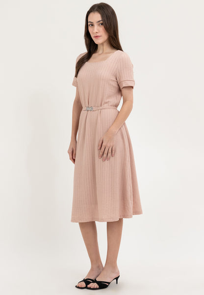 Krizia Square Neck Shift Dress with Belt