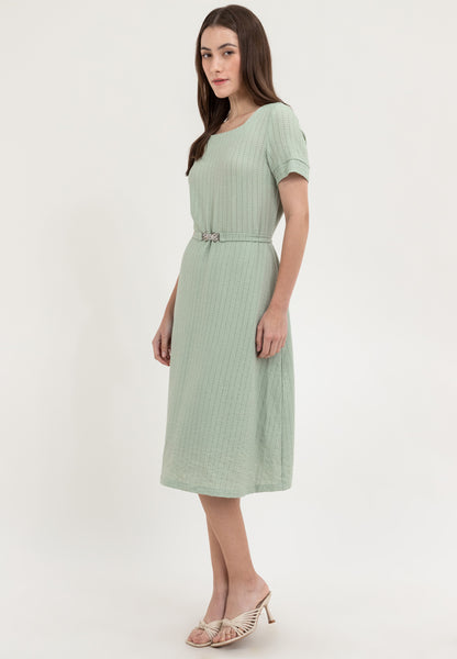 Krizia Square Neck Shift Dress with Belt