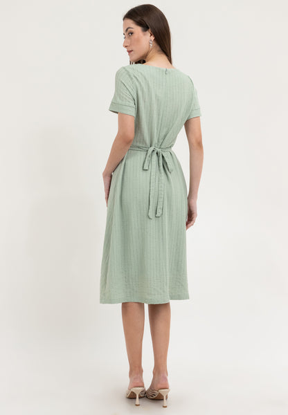 Krizia Square Neck Shift Dress with Belt