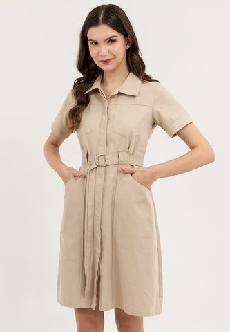 Krizia Button Down Collared Dress with Belt