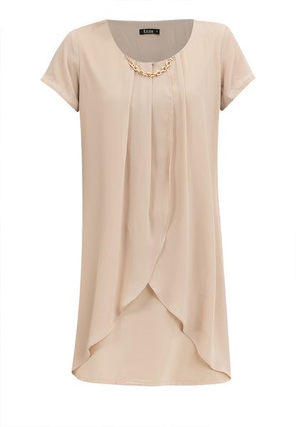 Krizia Premium Overlay Shift Dress with Detatchable Chain Necklace