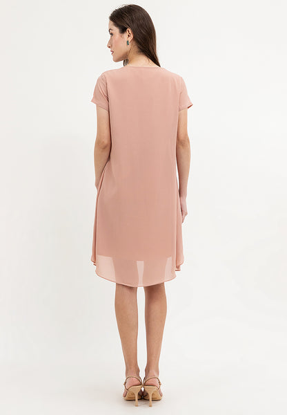 Krizia Premium Overlay Shift Dress with Detatchable Chain Necklace