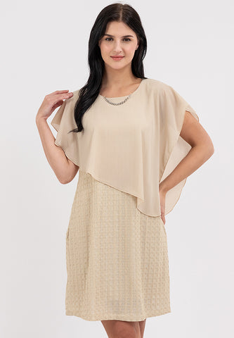 Krizia Overlay Knits Dress with Detachable Necklace