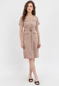 Krizia Square Neck Front Zipper Dress
