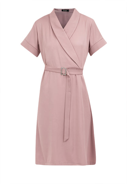 Krizia Knee Length Wrap-style Front Dress with Buckle Belt