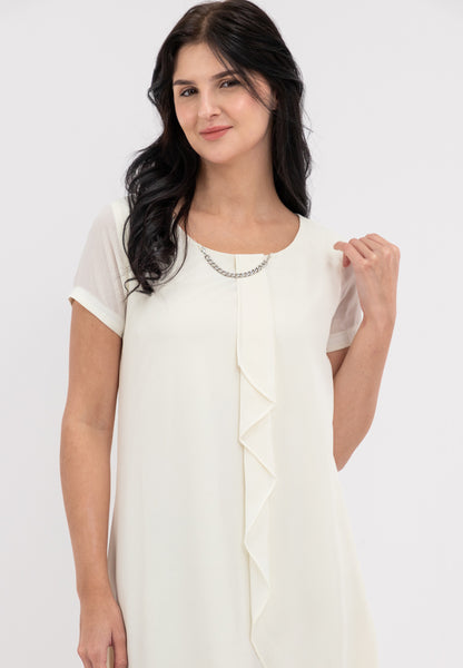 Krizia Overlap Shift Dress with with Detachable Necklace