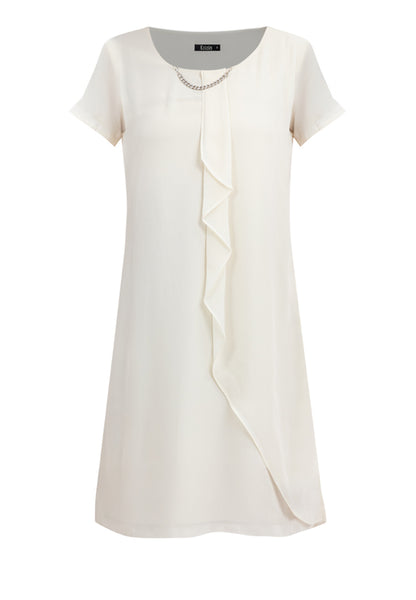 Krizia Overlap Shift Dress with with Detachable Necklace