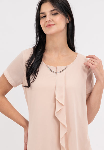 Krizia Overlap Shift Dress with with Detachable Necklace