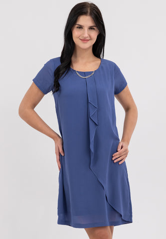 Krizia Overlap Shift Dress with with Detachable Necklace