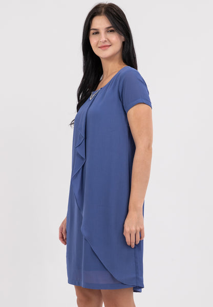 Krizia Overlap Shift Dress with with Detachable Necklace