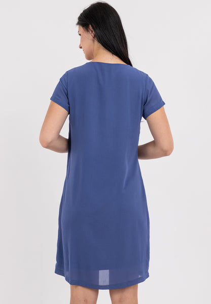 Krizia Overlap Shift Dress with with Detachable Necklace