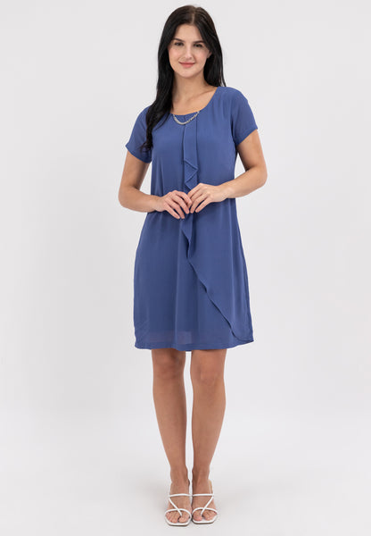 Krizia Overlap Shift Dress with with Detachable Necklace