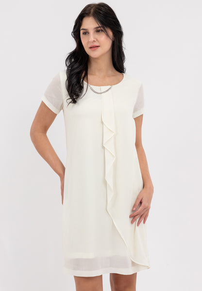 Krizia Overlap Shift Dress with with Detachable Necklace