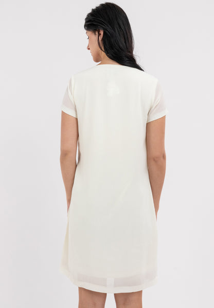 Krizia Overlap Shift Dress with with Detachable Necklace