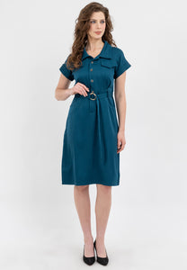 Krizia Button Down Front Flaps Belted Shift Dress