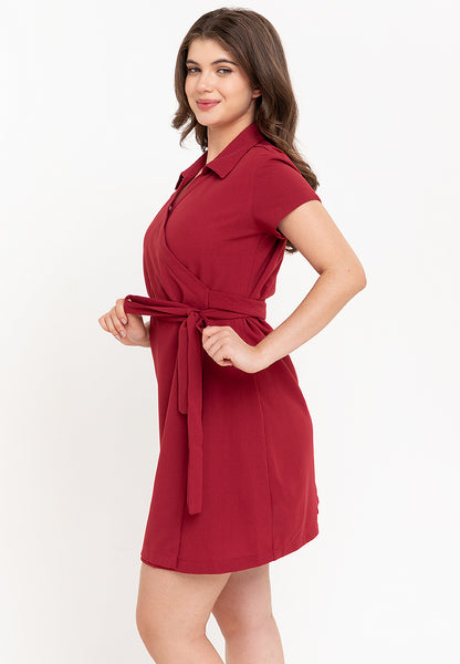 Krizia Cotton Knit Stretch Wrap Dress With Collar