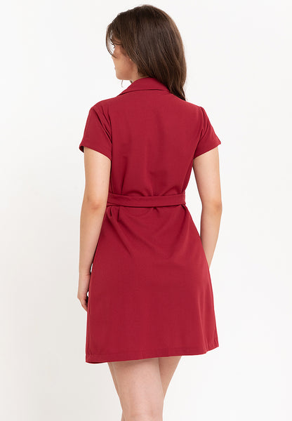 Krizia Cotton Knit Stretch Wrap Dress With Collar