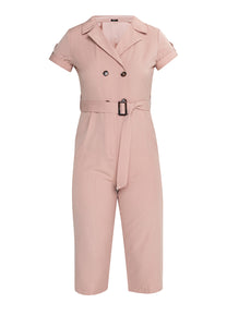 Krizia Cotton Blend Lapel Jump Suit