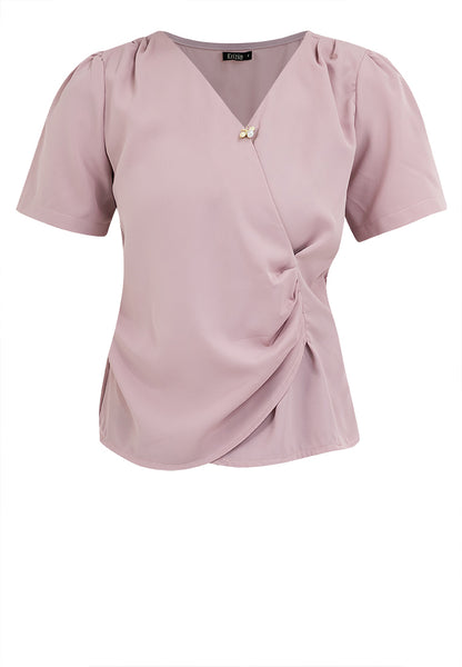 KRIZIA wrap-style blouse with surplice neckline and draped pleats 11