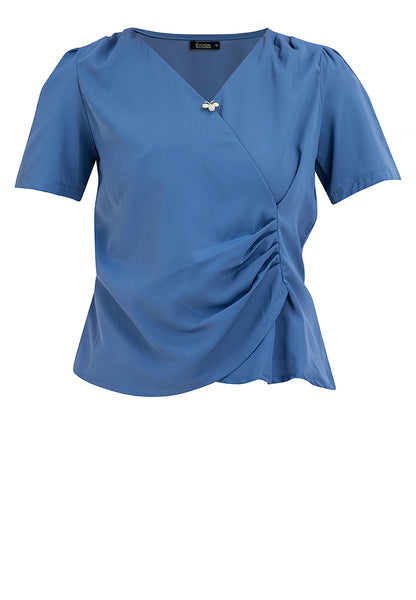 KRIZIA wrap-style blouse with surplice neckline and draped pleats 3