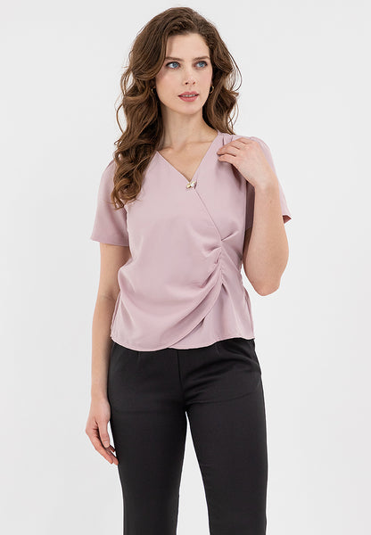 KRIZIA wrap-style blouse with surplice neckline and draped pleats 5
