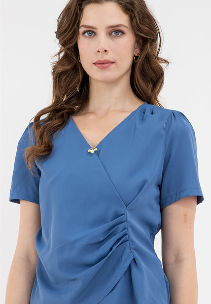 KRIZIA wrap-style blouse with surplice neckline and draped pleats 6