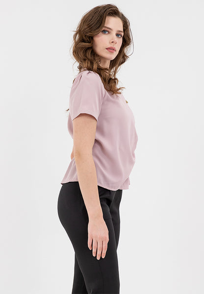 KRIZIA wrap-style blouse with surplice neckline and draped pleats 7
