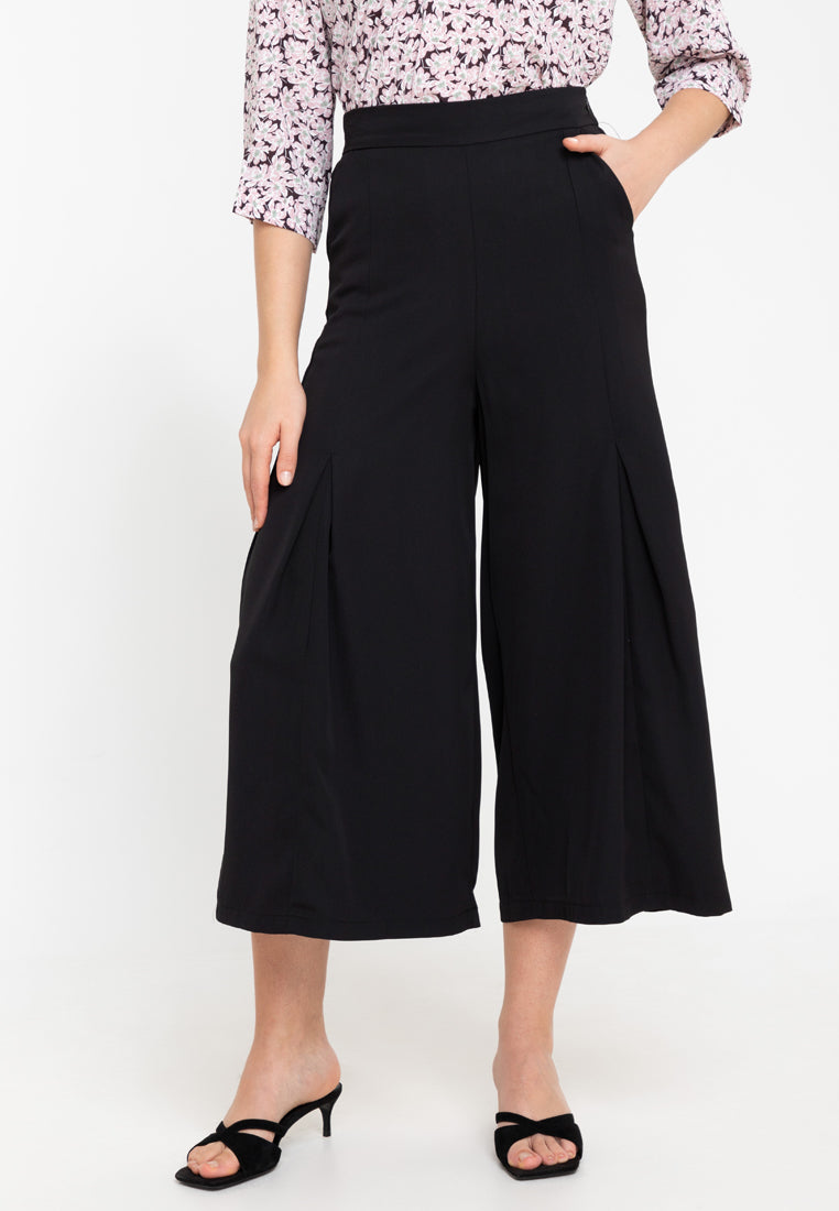 Krizia High Waist Wide Leg Cotton Blend Pants Culottes - Premium Quality Lounge Korean Style PA-3521