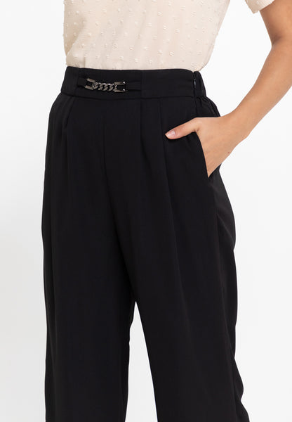 Krizia High Waist Chain-Link Pleated Pants