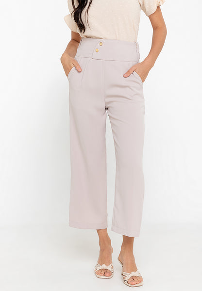 Krizia Hight Waist Cotton Blend Side Pockets Detailed Straight Cut Pants