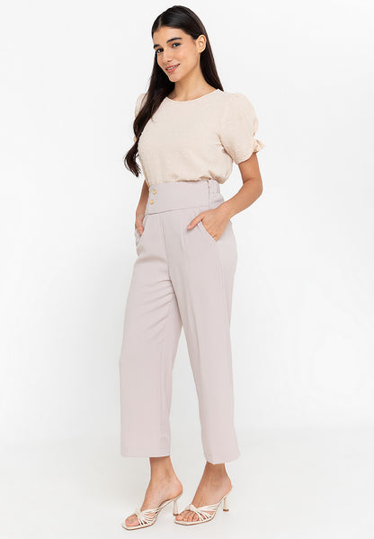 Krizia Hight Waist Cotton Blend Side Pockets Detailed Straight Cut Pants