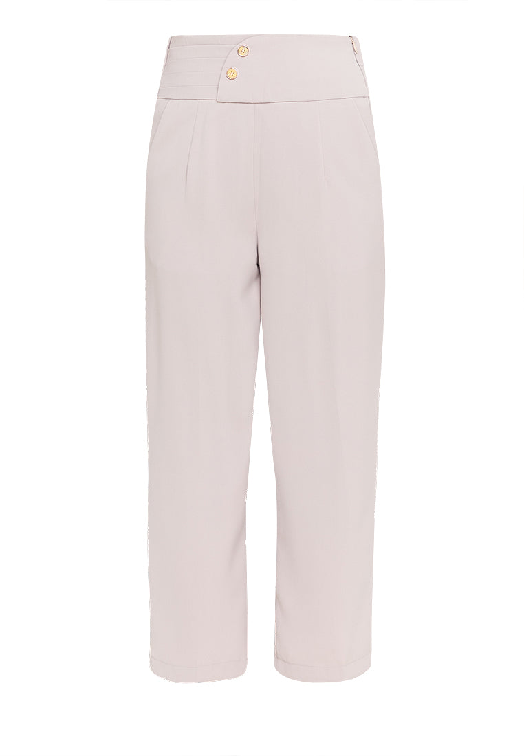 Krizia Hight Waist Cotton Blend Side Pockets Detailed Straight Cut Pants