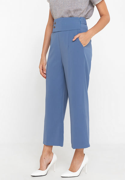 Krizia Hight Waist Cotton Blend Side Pockets Detailed Straight Cut Pants