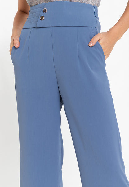 Krizia Hight Waist Cotton Blend Side Pockets Detailed Straight Cut Pants