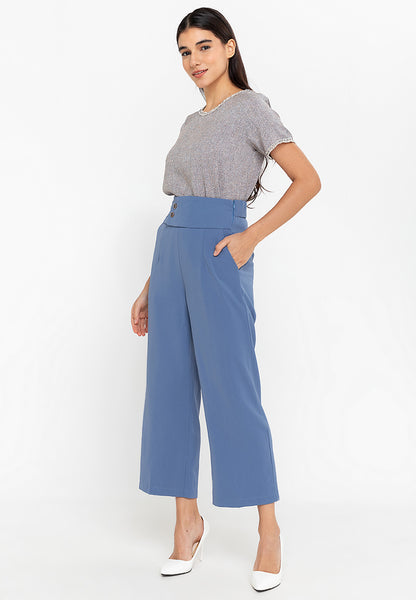 Krizia Hight Waist Cotton Blend Side Pockets Detailed Straight Cut Pants