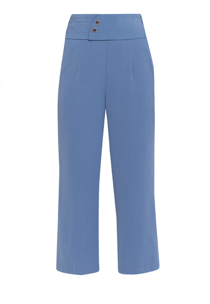 Krizia Hight Waist Cotton Blend Side Pockets Detailed Straight Cut Pants