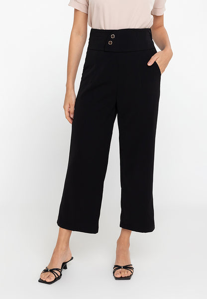 Krizia Hight Waist Cotton Blend Side Pockets Detailed Straight Cut Pants