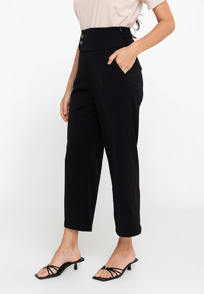 Krizia Hight Waist Cotton Blend Side Pockets Detailed Straight Cut Pants