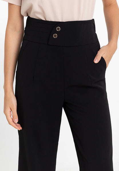 Krizia Hight Waist Cotton Blend Side Pockets Detailed Straight Cut Pants