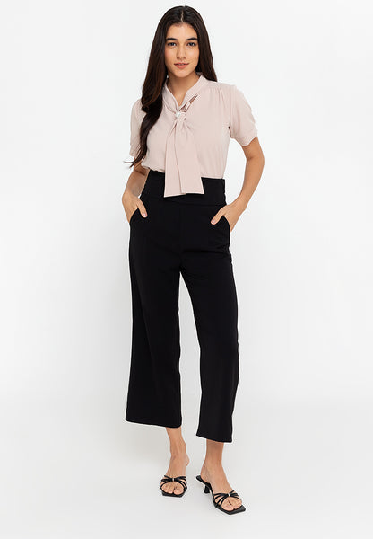 Krizia Hight Waist Cotton Blend Side Pockets Detailed Straight Cut Pants