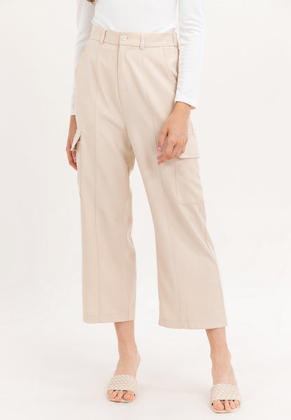 Krizia Cotton Blend Wide Straight Cargo Pants