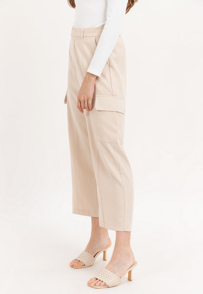 Krizia Cotton Blend Wide Straight Cargo Pants