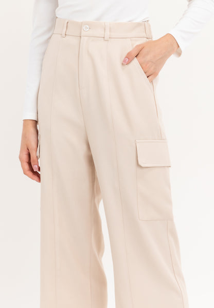 Krizia Cotton Blend Wide Straight Cargo Pants