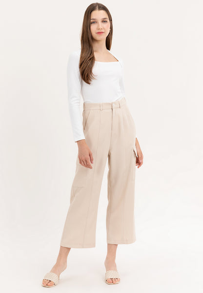 Krizia Cotton Blend Wide Straight Cargo Pants