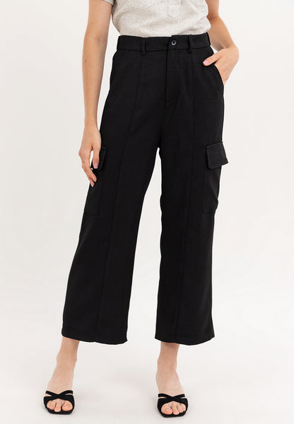 Krizia Cotton Blend Wide Straight Cargo Pants